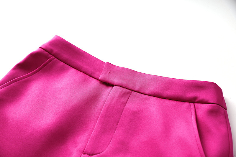Feminino high-end francês retro primavera e verão estilo cetim brilhante nicho design terno jaqueta colete saia curta conjunto de três peças_voghion.com