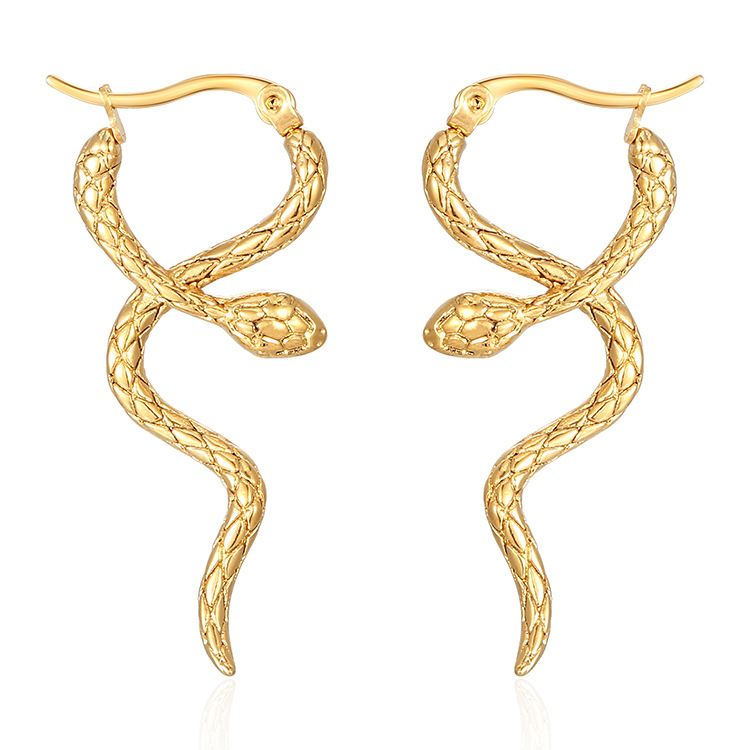 Personalità retrò transfrontaliera in acciaio inossidabile per donne, elegante, lungo, stile europeo e americano, alla moda, piccolo serpente_voghion.com