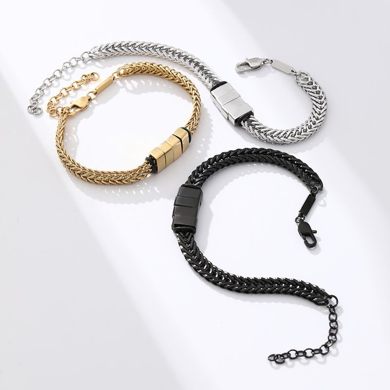 Bracelet Hip Hop en acier titane avec nom gravé pour la fête des pères, bijoux pour hommes, cadeau, décoration à la main_voghion.com