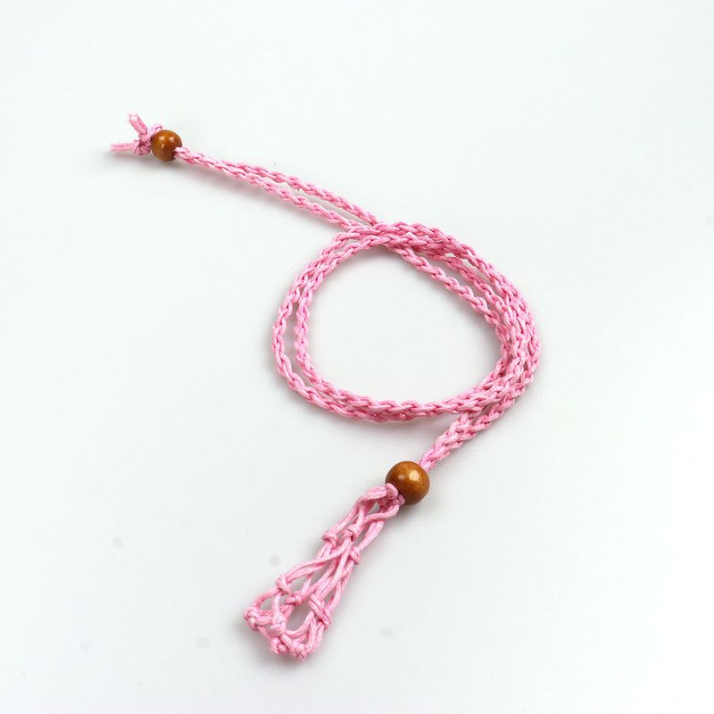 Pendentif en cristal naturel pour sac en filet, collier avec pendentif en corde tissée à la main en cristal DIY_voghion.com