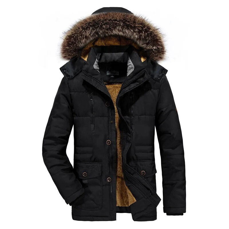 -15 Grad Wanterparkajackete Männer Moud Kapuzenkragen Mat Pelz Windjacke Männer Kleeder Wollfutter Halt Warm Parka Mantel Männer_voghion.com
