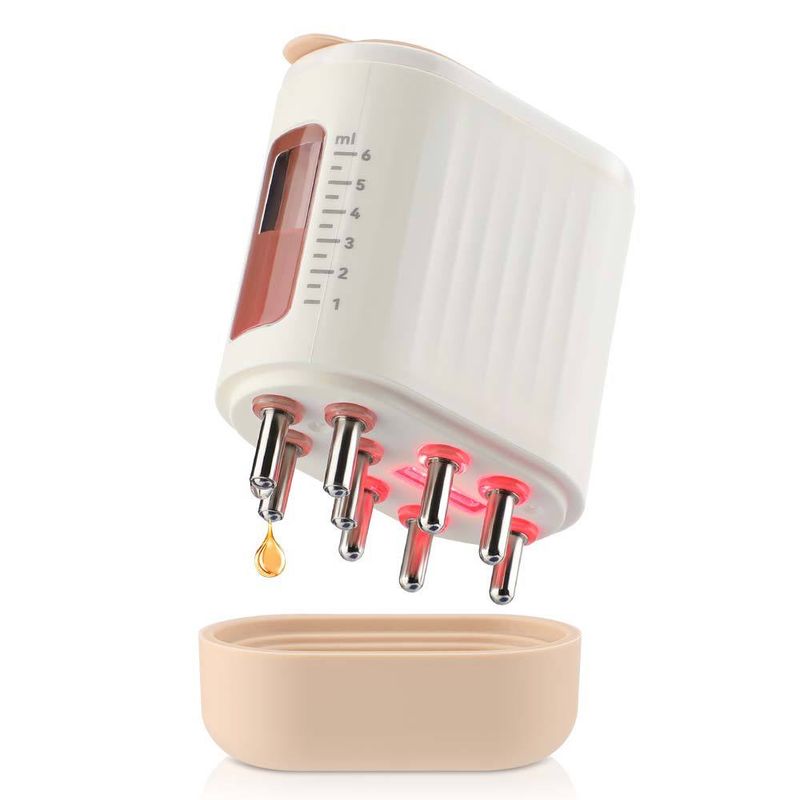 Aplicador eléctrico para el cuero cabelludo Peine de masaje vibratorio con líquido Masajeador de cabeza con luz roja Peine para el cabello Peine para el crecimiento del cabello_voghion.com
