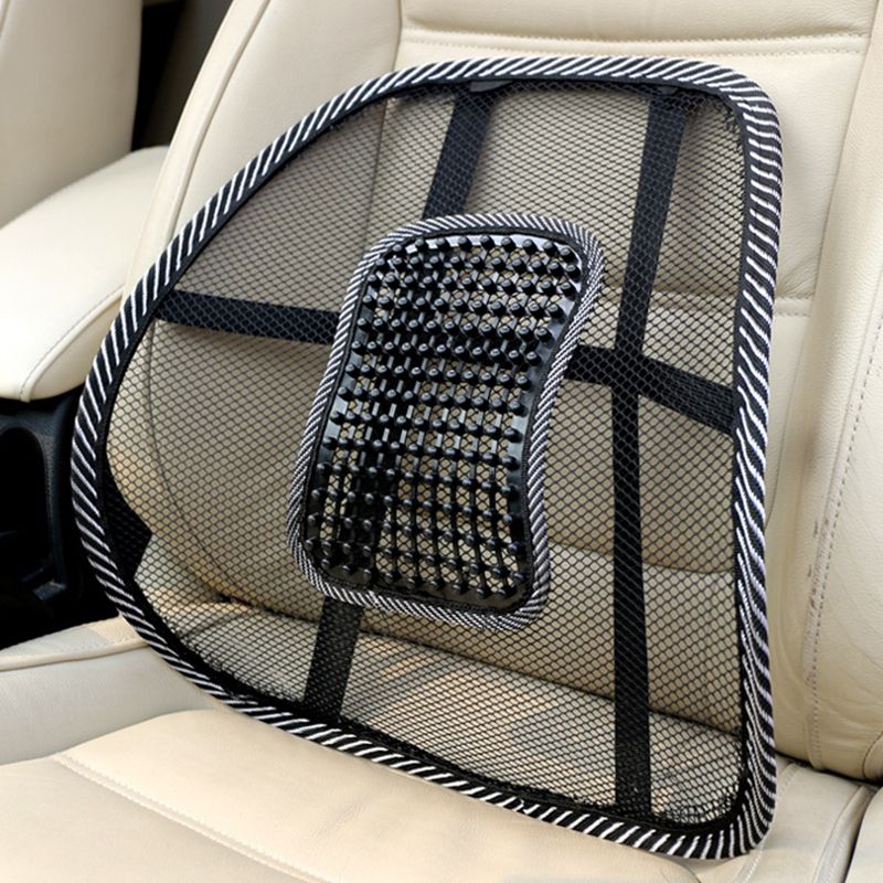 Sedile da ufficio, sedia comoda, supporto massaggiante, cuscino ventilato, schienale in rete nera, cuscino lombare per auto_voghion.com