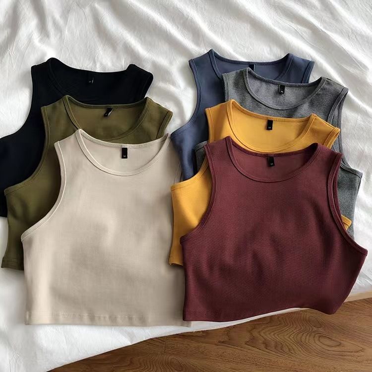 Wind Small Vest High Waisted Slimming Elastic Short Sleeveless Undershirt Women's Summer_voghion.com