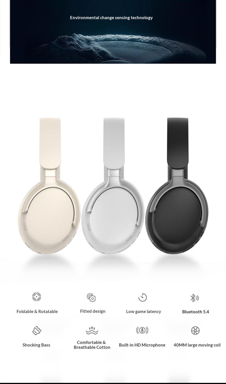 Neue Bosee/P55 ULTRA Kopfhörer mit 3D-Stereo-Ohrpolstern, kabelloser Geräuschunterdrückung und Bluetooth für den Außenbereich, Geschenkidee_voghion.com