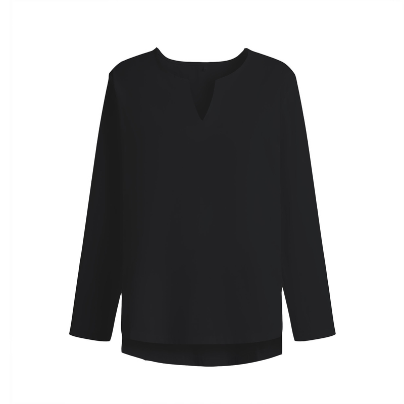 2025 Autumn Youth T-Shirt Cotton Linen Solid Color Loose Fit Chinese Style V-Neck Men's Long Sleeve Shirt_voghion.com