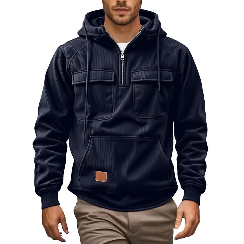 Giacca casual da uomo 2025 con cappuccio e cerniera per autunno e inverno_voghion.com