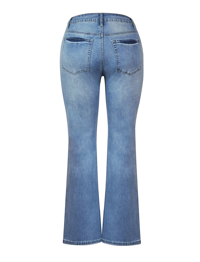 Damkläder Nyheter Fristående Stretchiga Slim Utsvängda Denimbyxor för Dam Superheta_voghion.com