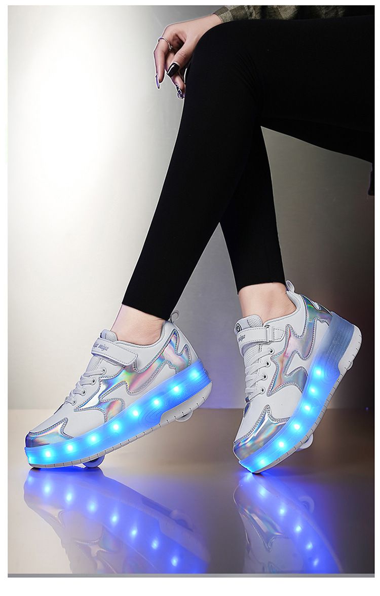 Running Shoes New Double Wheel Mia Mia Detachable Hidden Charging Children's Light Emitting Roller Skates_voghion.com