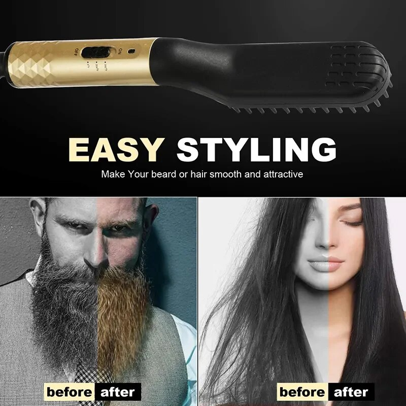 Brush Professional Beard Straightener Multifunctional Straightening Comb Hair Curler Quick Heating Styling Tools_voghion.com
