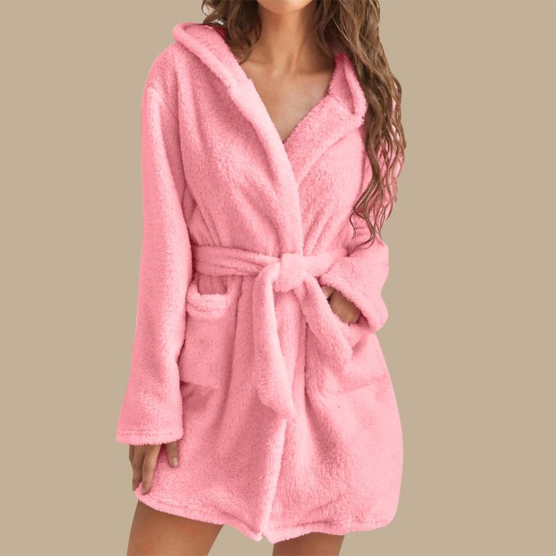 Men's autumn and winter warm bathrobe hooded home clothes plush pajamas robe_voghion.com