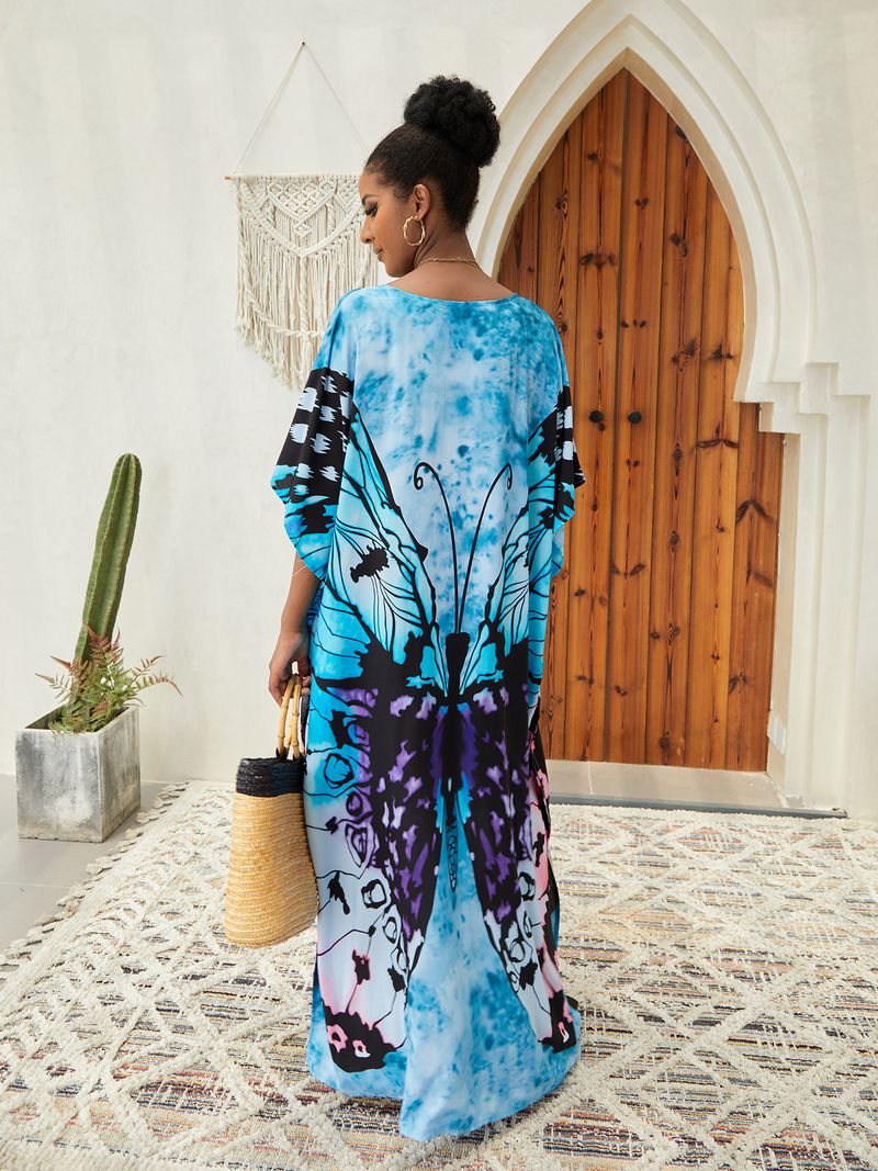 Boho Chic Cotton Beach Cover-Up – Loose Robe Style Swimsuit Outerwear For Vacation & Poolside Relaxation_voghion.com