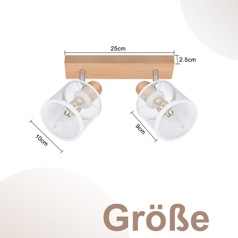 Glitzerlife Deckenstrahler 2 Flammig Weiß Deckenlampe Holz - Deckenleuchte E14 Moderne Deckenleuchte Schwenkbar 350° Max.25w Innen Holzoptik Spotlights Für Flur_voghion.com