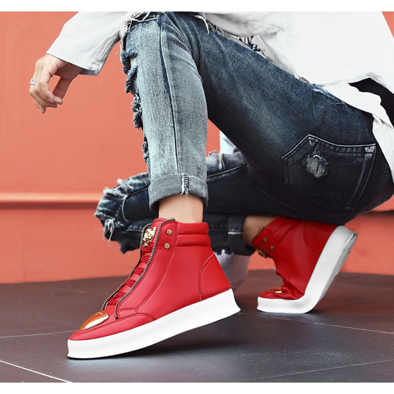 2024 Primavera Nuovo Martin High Top Board Metal Casual Pelle Stivali Uomo Stile Coreano Street Dance Scarpe_voghion.com