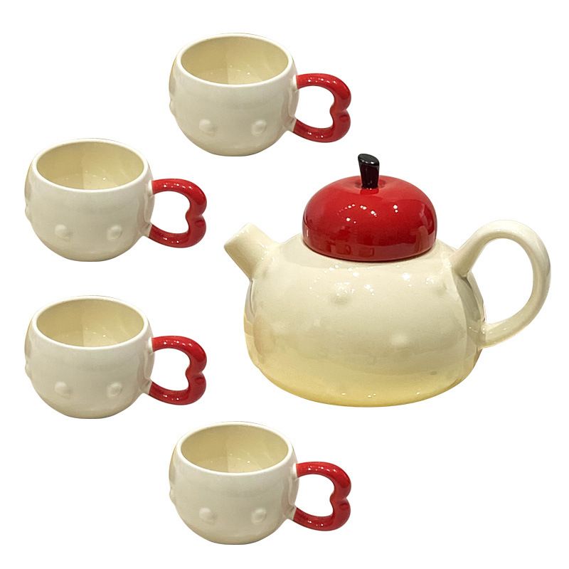 Home Furniture High value ceramic water set tea set simple creative home living room entertaining drinking water cup kettle teapot teacup_voghion.com