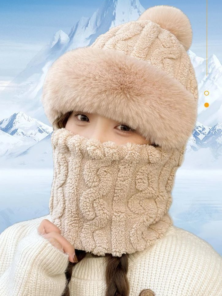 Maschera protettiva antifreddo per le orecchie, cappuccio, ispessito, alla moda, foderato in pile, scaldacollo antivento per ciclismo all'aperto_voghion.com