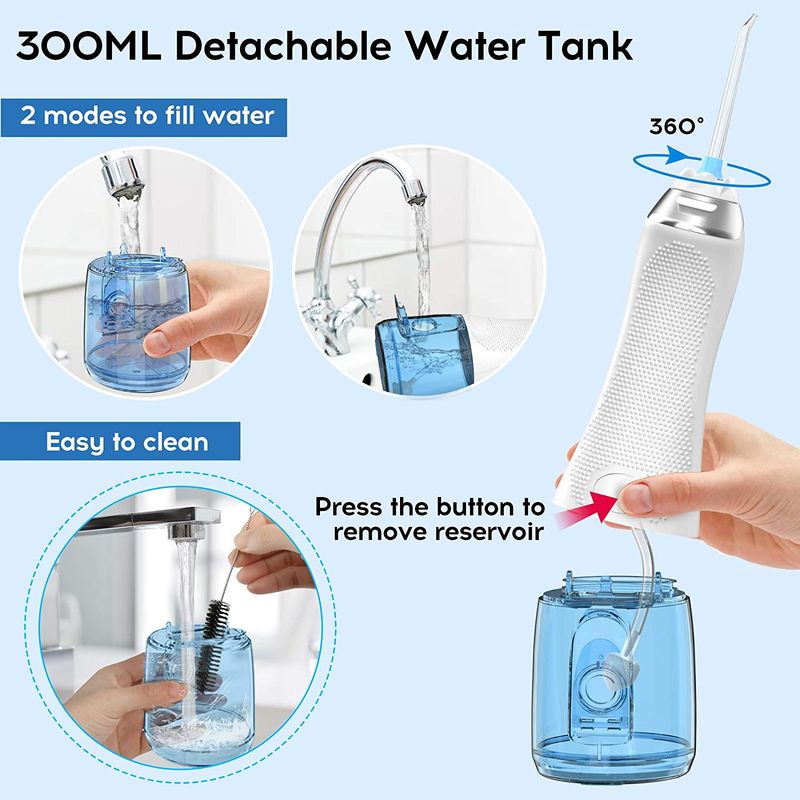 2022 Irrigatore orale ricaricabile USB portatile aggiornato idropulsore a getto d'acqua per spa dentale_voghion.com
