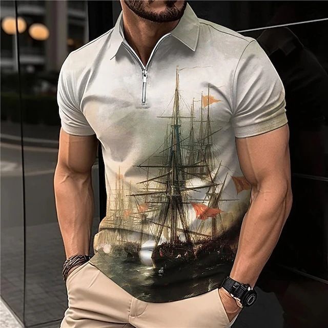 Polo casual estiva personalizzata con stampa digitale 3D con maniche corte e cerniera alla moda T_voghion.com