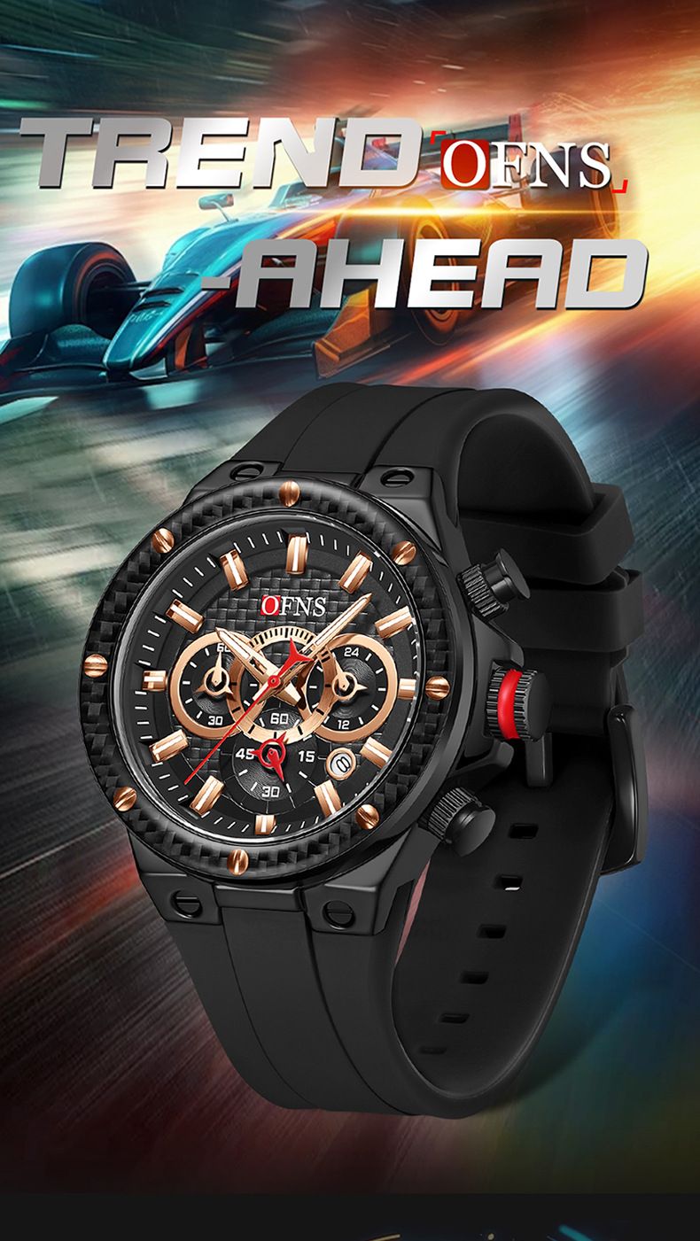 Montre à quartz décontractée avec affichage de la date, aiguilles lumineuses et étanchéité jusqu'à 30 mètres - Bracelet léger en silicone, cadran rond, design tendance à trois cadrans_voghion.com