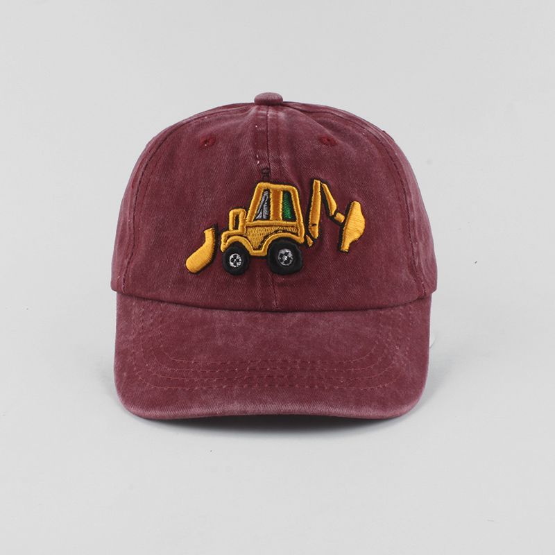 Gorros de béisbol lavados de algodón para bebé, gorra con bordado de excavadora de dibujos animados para niño, gorras Snapback de verano al aire libre para niño y niña_voghion.com