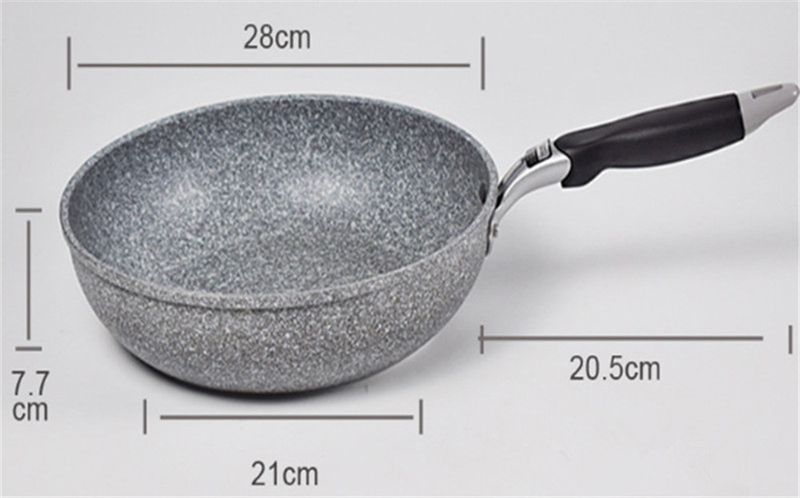 Sartén wok de piedra duradera, antiadherente, de cerámica, para inducción, ideal para cocinar en la cocina a gas o para carne._voghion.com