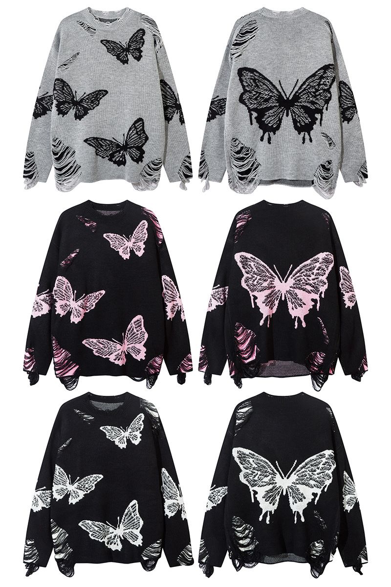 Oversized Knit Sweater – Unisex Distressed Graphic Pullover With Luxe Faux Fur Texture"_voghion.com