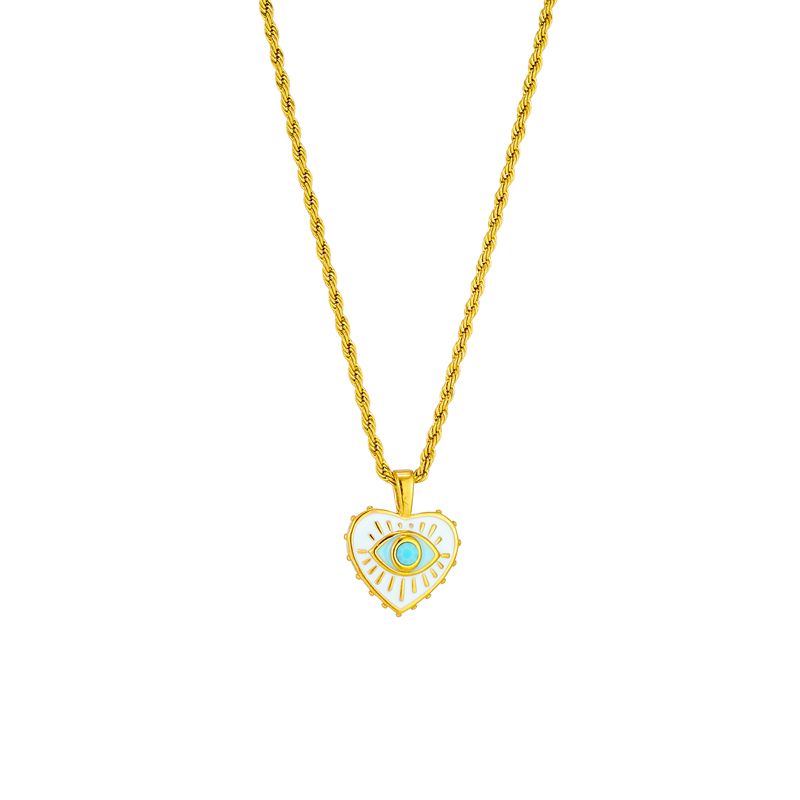 Vendite calde DIEYURO Collana con ciondolo a forma di occhio smaltato a forma di cuore in acciaio inossidabile 316L per donne, catena con ciondolo vintage per ragazze, gioielli e regali per feste_voghion.com