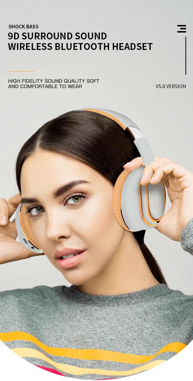 Nuove cuffie, bassi potenti, grandi paraorecchie, alta qualità del suono, cuffie Bluetooth, batteria a lunga durata_voghion.com