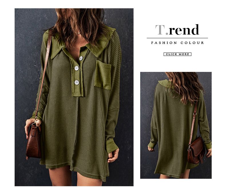 Shi Ying Hua Fu Ge Top Donna Autunno Nuovo Largo Manica Lunga Polo Collo Versatile T-shirt di media lunghezza per Donna_voghion.com