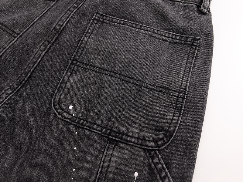 Pantaloni antispruzzo artificiali a gamba dritta in jeans elasticizzati di marca retrò e alla moda per coppie di uomini e donne_voghion.com