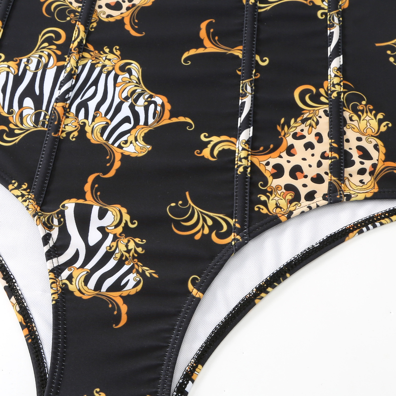 Maillot de bain rétro pour femmes, combinaison imprimée peinture à l'encre, jupe en gaze en mousseline de soie, pour vacances, maillot de bain de beauté_voghion.com