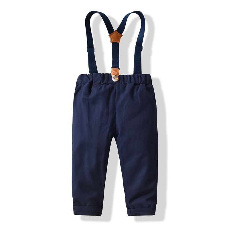 Kinderkleidung Jungenkleidung im britischen Stil karierte Weste, Hemd, Hosenträger, Hose dreiteiliger Anzug modisches Geburtstagskleid für Jungen_voghion.com