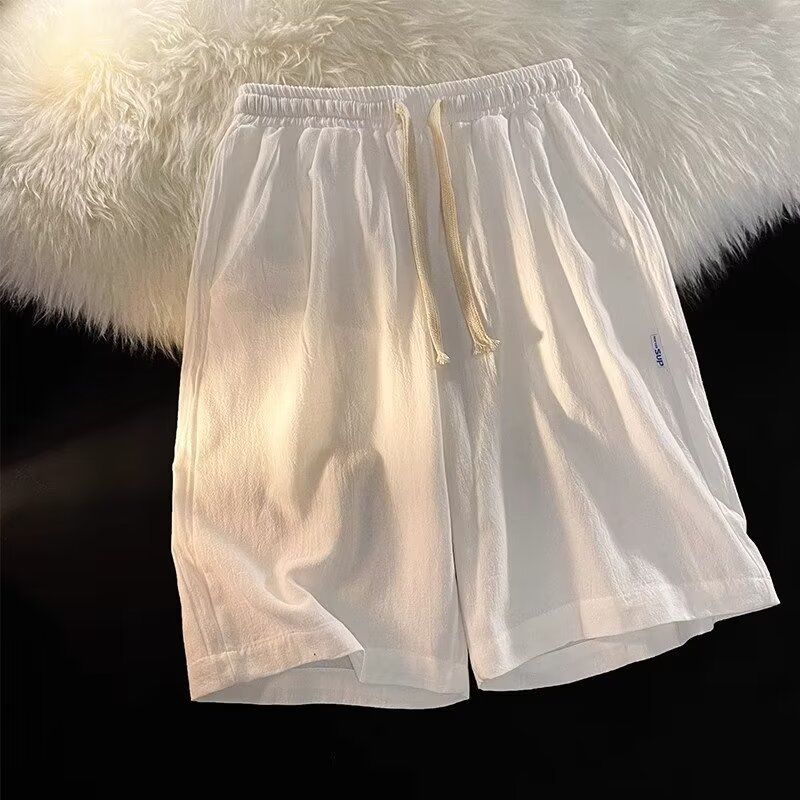 Men's Clothing Breathable Linen Shorts Men's Summer Thin Ice Silk Cotton And Linen White Home Pajamas Outer Wear Large Pants Four Or Five Points Pants_voghion.com