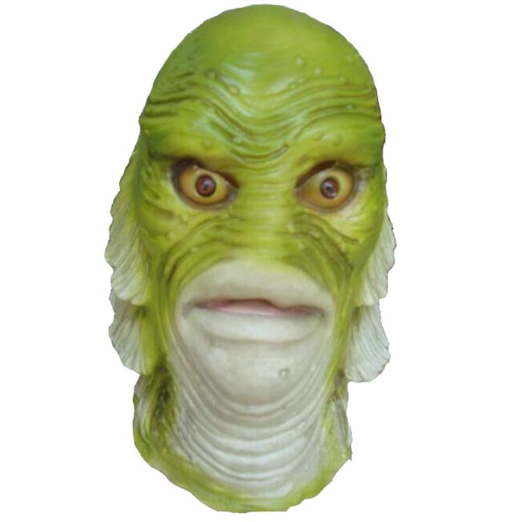 Masques de fête, couvre-tête d'animal monstre, masque de monstre de poisson du lagon noir, masque facial de poisson monstre vert, accessoires de cinéma et de télévision_voghion.com