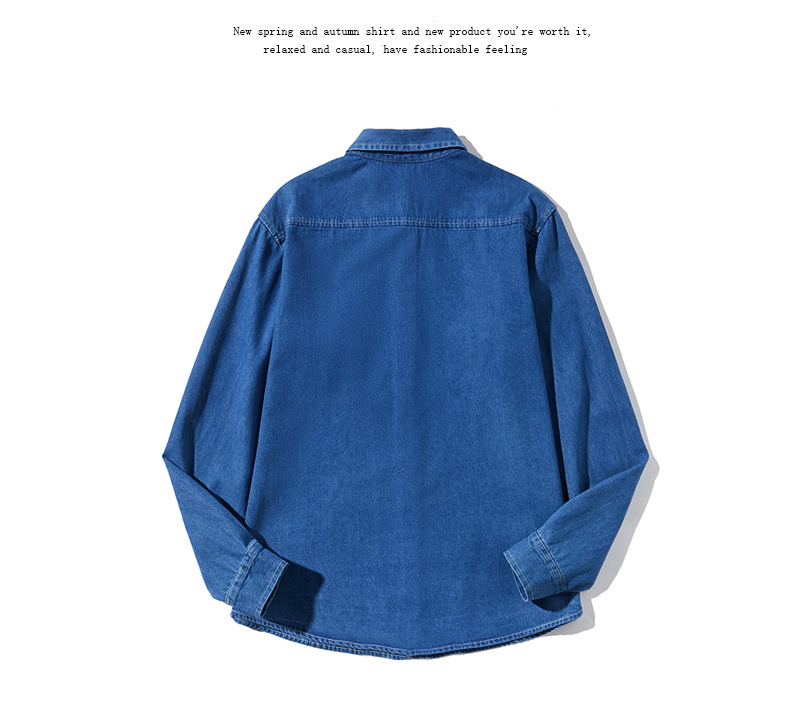 Außenhandel Frühling und Herbst reine Baumwolle gewaschen Jeanshemd langärmelige trendige vielseitige Herren Arbeitshemd japanische Freizeitjacke_voghion.com