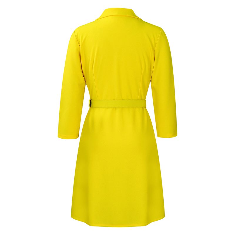 Vêtements pour femmes taille haute mode taille taille plissée couture mi-longue robe de costume_voghion.com