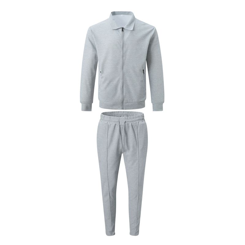 Giacca e pantaloni da uomo in tinta unita con cerniera, a nido d'ape, autunno_voghion.com