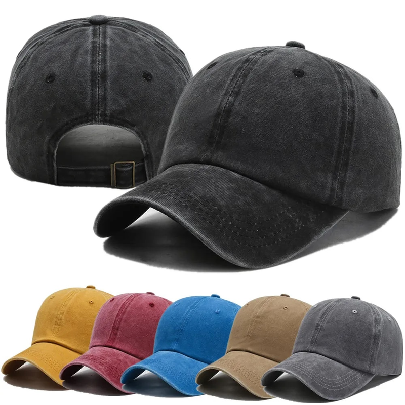 New Unisex Plain Color Washed Cotton Baseball Cap Men & Women Casual Adjustable Outdoor Dad Hats_voghion.com