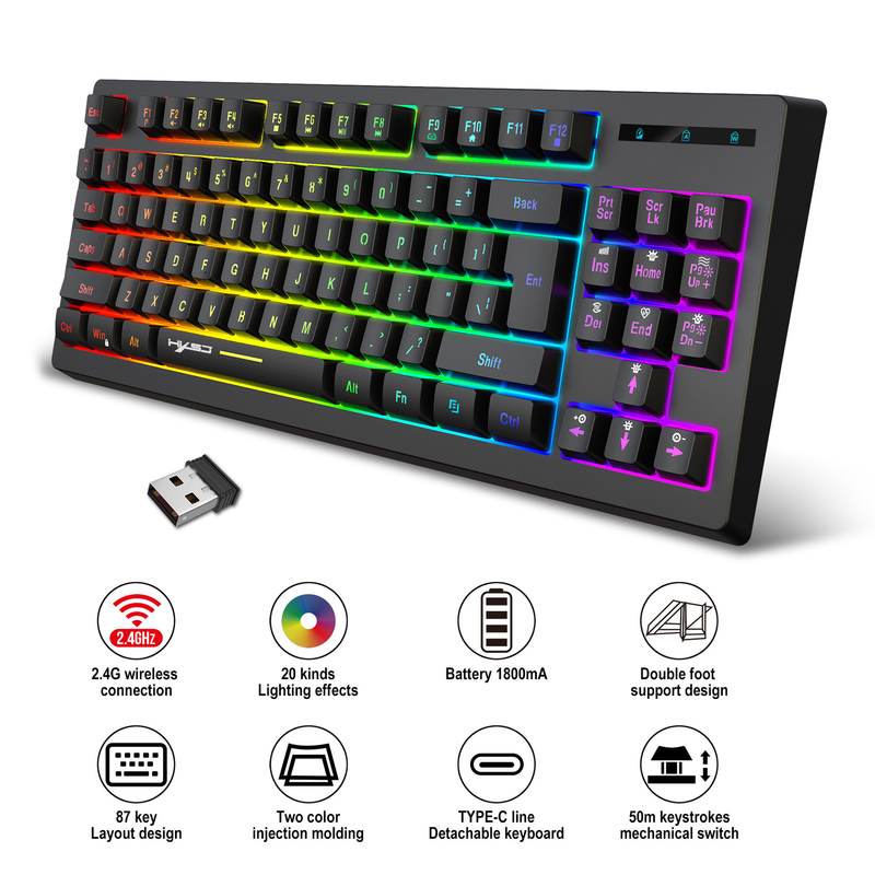 2023 New Private Model 87 Key 2.4G Thin Film RGB Backlit Wireless Keyboard_voghion.com