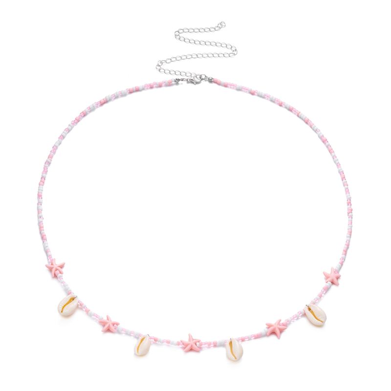 Chaîne de taille simple et sexy pour femme, style coréen, coquillage, étoile de mer, perles de riz, pour l'été, la plage, polyvalente et décontractée_voghion.com
