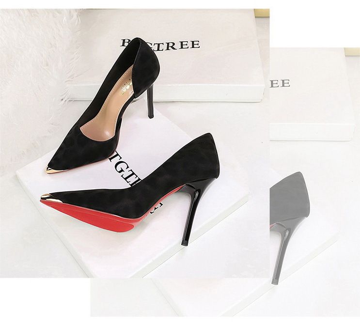 pointed Metal Side Air Shallow Mouth Single Shoes Women's Leopard Print One Pedal Stiletto High Heel Women's Shoes_voghion.com