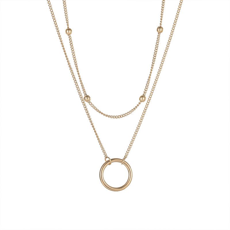 Collier pendentif en acier inoxydable 316L à vendre, pendentif en cercle à double couche, adapté au cadeau de fête pour femme 2024_voghion.com