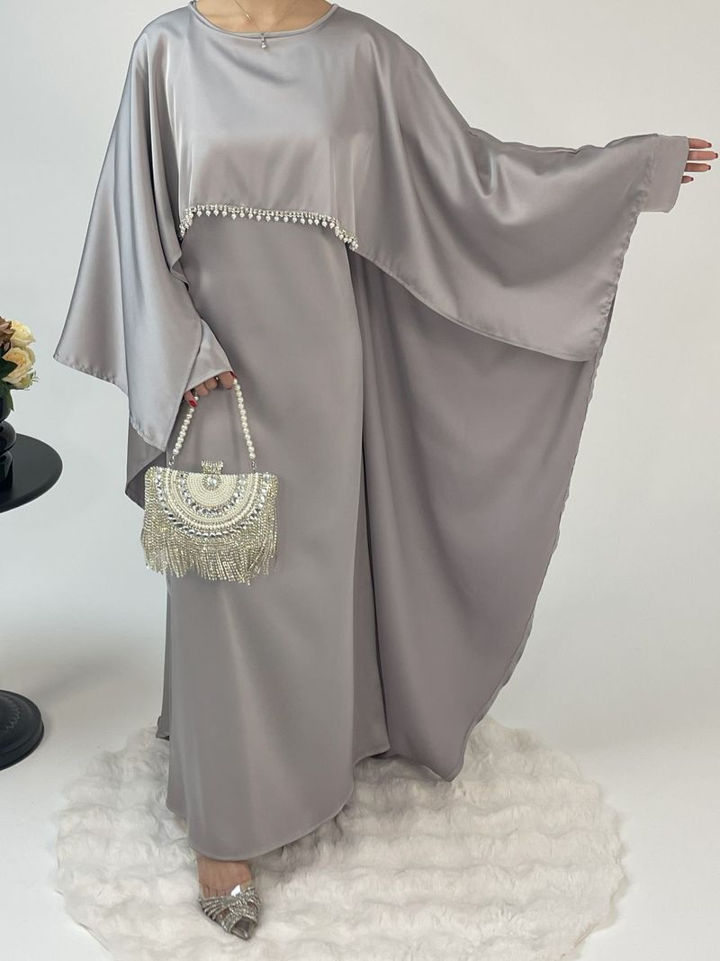 Robe en satin élégante et simple pour femme_voghion.com