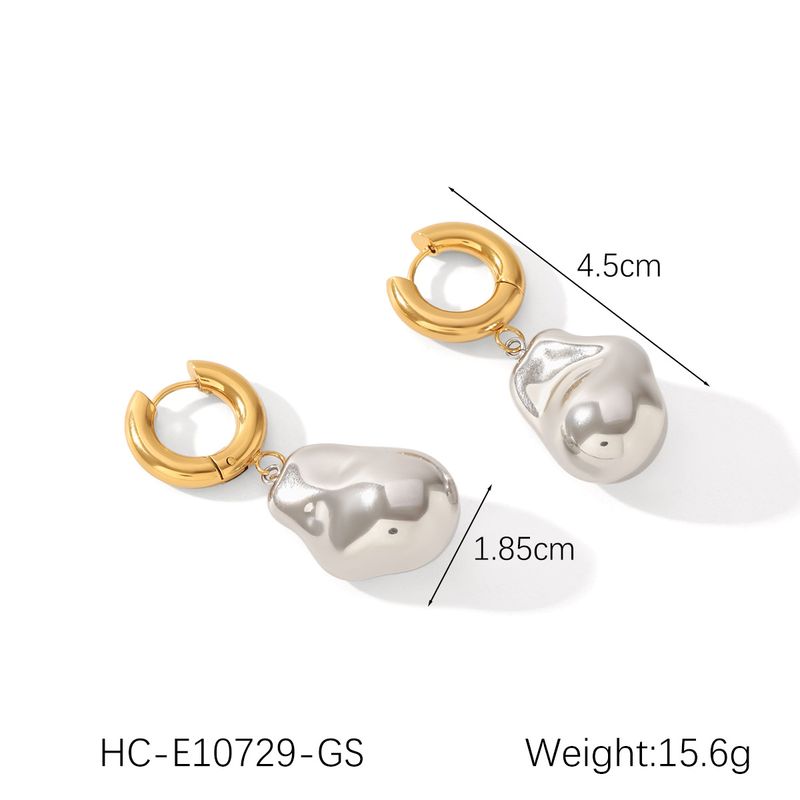 Women's Earrings Stainless Steel Baroque Pendant Earrings Necklace Bracelet Jewelry Set Color Matching Stacking Titanium Steel Ring_voghion.com