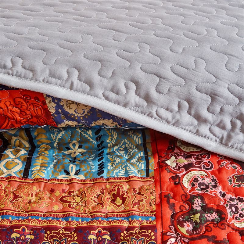 Zestaw narzut na łóżko w kwiaty w stylu boho – 3-częściowa, dwustronna poszewka na kołdrę (certyfikat OEKO-TEX®, nadruk cyfrowy) do sypialni w stylu boho i nowoczesnym stylu rustykalnym_voghion.com