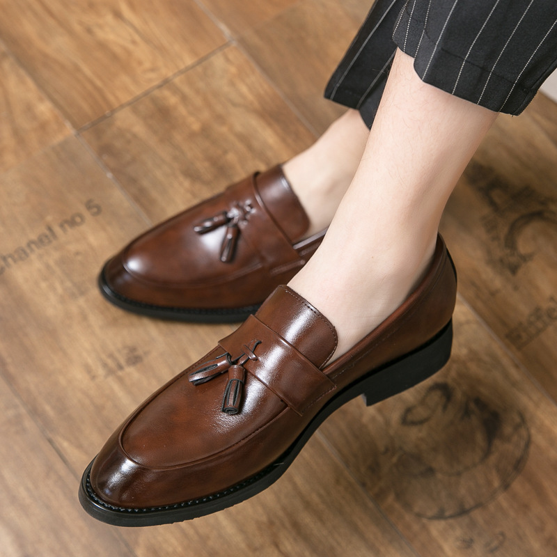 Lefu British Fashion Su One Foot Pedal Korean Version Casual Small Size Business Leather Men's Wedding Shoes_voghion.com