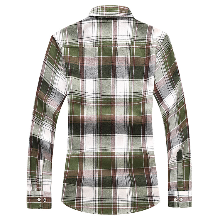 Men's Shirt Double Pocket Plaid Handsome Youth Long-sleeved Shirt Trendy_voghion.com