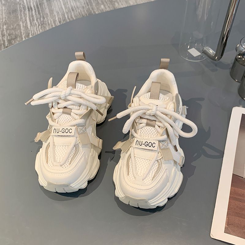 Net Face Dad Shoes, Thick Soled Sponge Cake, Spring 2025 New Versatile Small Height Casual Women's Shoes_voghion.com