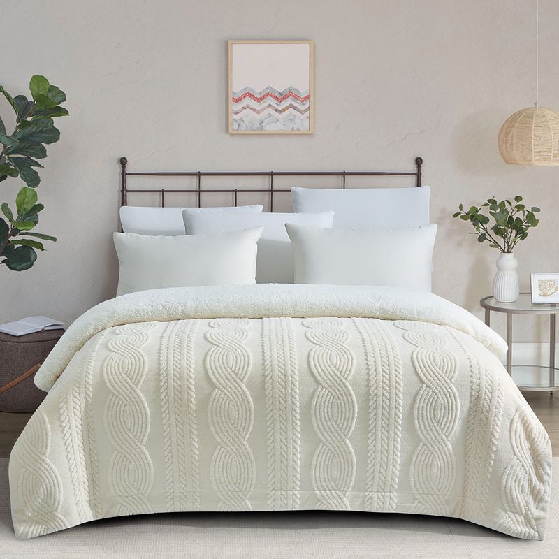 Couverture double couche en laine d'agneau jacquard taffetas, épaisse, chaude et simple, nouvelle collection 2025_voghion.com