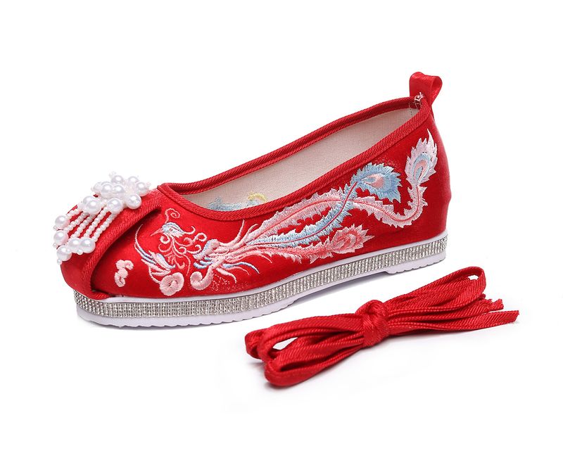 Umgedrehte Stoffschuhe im antiken Stil mit Perlenstickerei, Hanfu-Schuhe für Damen mit erhabenen Elementen im Inneren_voghion.com
